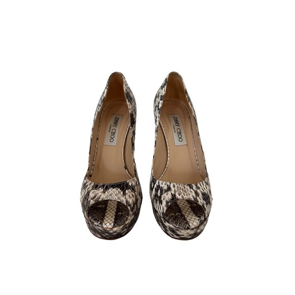 JIMMY CHOO Eleaphe Snake Print Leather Heels Size 36.5 / 6.5 - Picture 2 of 7